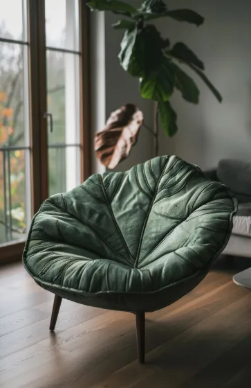 Warm sculptural sofa in natural light