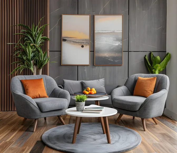 A warm interior with natural light and considered furniture